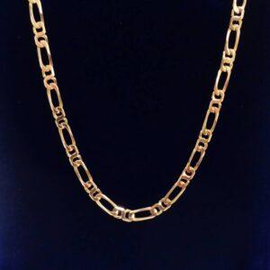Vintage C.1995 Fancy Figaro Link Chain 9ct Yellow Gold - Length 20 inch (A1018)