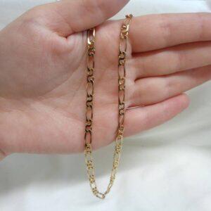 Vintage C.1995 Fancy Figaro Link Chain 9ct Yellow Gold - Length 20 inch (A1018) - Image 5