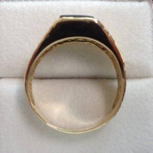 Gents Vintage Haematite Signet Ring in 9ct Yellow Gold - Size V (A1039) - Image 3