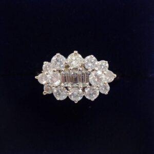 1.00ct Diamond Boat Cluster Ring in 9ct Yellow Gold - Size P (A1079)
