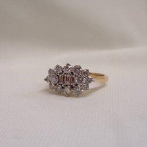 1.00ct Diamond Boat Cluster Ring in 9ct Yellow Gold - Size P (A1079) - Image 4