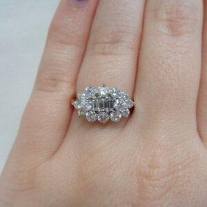 1.00ct Diamond Boat Cluster Ring in 9ct Yellow Gold - Size P (A1079) - Image 6