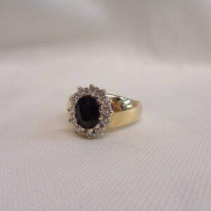 Beautiful Sapphire and Diamond Halo Cluster Ring - Size M 1/2 (A1137) - Image 4