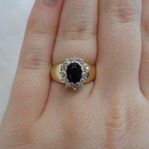 Beautiful Sapphire and Diamond Halo Cluster Ring - Size M 1/2 (A1137) - Image 6