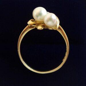 Unusual Cultured Pearl Ring 18ct Yellow Gold - Size P (A1144) - Image 3