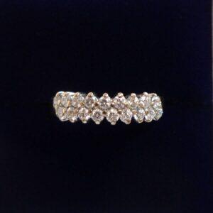Stunning Two Row 0.35ct Diamond Ring in 18ct Yellow Gold - Size N 1/2 (A1199)