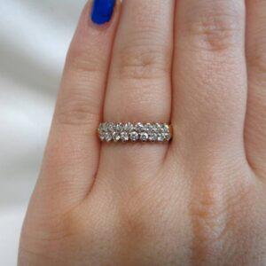 Stunning Two Row 0.35ct Diamond Ring in 18ct Yellow Gold - Size N 1/2 (A1199) - Image 6