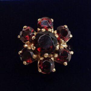 Vintage C.1963 Garnet Cluster Ring in 9ct Yellow Gold - Size L (A1231) - Image 4