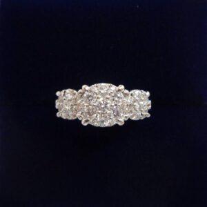 Triple Cluster 0.50ct Diamond Ring in 18ct Yellow Gold - Size H (A1275)