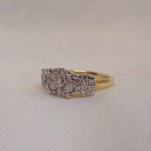 Triple Cluster 0.50ct Diamond Ring in 18ct Yellow Gold - Size H (A1275) - Image 4