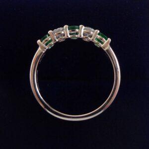 Five Stone Emerald and Diamond Ring in 18ct White Gold - Size O (A1277) - Image 3