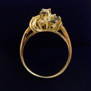 Vintage C.1988 Sapphire and Diamond Cluster Ring in 18ct Yellow Gold - Size L 1/2 (A1282) - Image 3