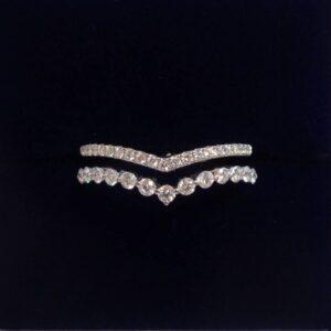 Two Row 0.40ct Diamond Wishbone Ring in 18ct White Gold - Size M 1/2 (A1289)