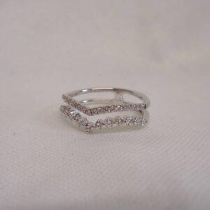Two Row 0.40ct Diamond Wishbone Ring in 18ct White Gold - Size M 1/2 (A1289) - Image 4