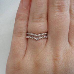 Two Row 0.40ct Diamond Wishbone Ring in 18ct White Gold - Size M 1/2 (A1289) - Image 6