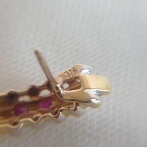 Beautiful Ruby Omega Earrings in 9ct Yellow Gold - 15mm Drop (A1667) - Image 5