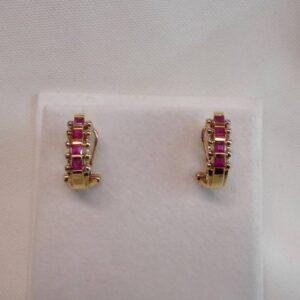 Beautiful Ruby Omega Earrings in 9ct Yellow Gold - 15mm Drop (A1667) - Image 3