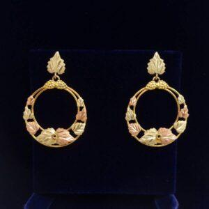 Fancy Two Tone Leaf Drop Earrings in 9ct Gold – Length 35mm (A1669)