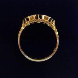 Antique C.1912 Sapphire and Diamond Ring in 18ct Yellow Gold - Size K 1/2 (A1645) - Image 3