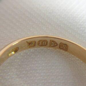 Antique C.1912 Sapphire and Diamond Ring in 18ct Yellow Gold - Size K 1/2 (A1645) - Image 5