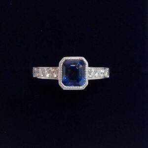 Elegant Sapphire and Diamond Ring in 18ct White Gold - Size M (A1527)