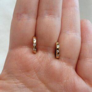 Elegant Diamond Huggie Earrings in 9ct Yellow Gold – Length 12mm (A1676) - Image 4