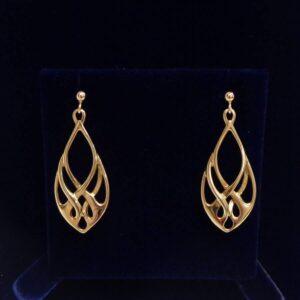Vintage C.1994 Fancy Drop Earrings in 9ct Yellow Gold – Length 36mm (A1677)