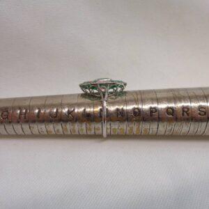 Certified Art-Deco Style Colombian Emerald and Diamond Ring in Platinum - Size M (A1524) - Image 7