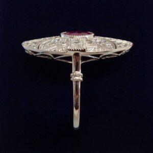 Certified Art-Deco Style Ruby and Diamond Ring in Platinum- Size L 1/2 (A1517) - Image 2