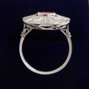 Certified Art-Deco Style Ruby and Diamond Ring in Platinum- Size L 1/2 (A1517) - Image 3