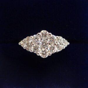 Radiant 1.00ct Diamond Cluster Ring in 18ct Yellow Gold – Size O (A1610)