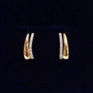 Elegant Diamond Two Row Stud Earrings in 9ct Yellow Gold – Length 15mm (A1689)
