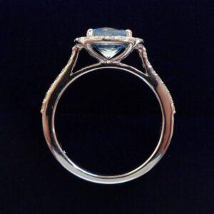 Aquamarine and Diamond Halo Cluster Ring in 18ct White Gold – Size K 1/2 (A1509) - Image 3