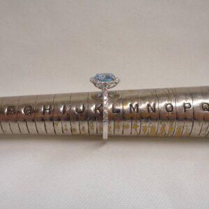 Aquamarine and Diamond Halo Cluster Ring in 18ct White Gold – Size K 1/2 (A1509) - Image 7