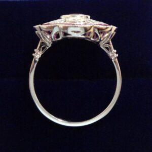 Certified Art-Deco Style Burmese Ruby and Diamond Ring in Platinum- Size O (A1519) - Image 3
