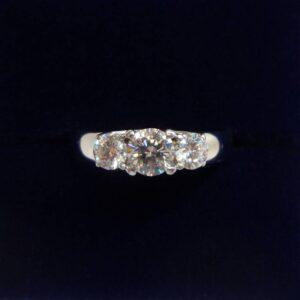 1.00ct Three Stone Diamond Ring in 18ct White Gold – Size L (A1471)