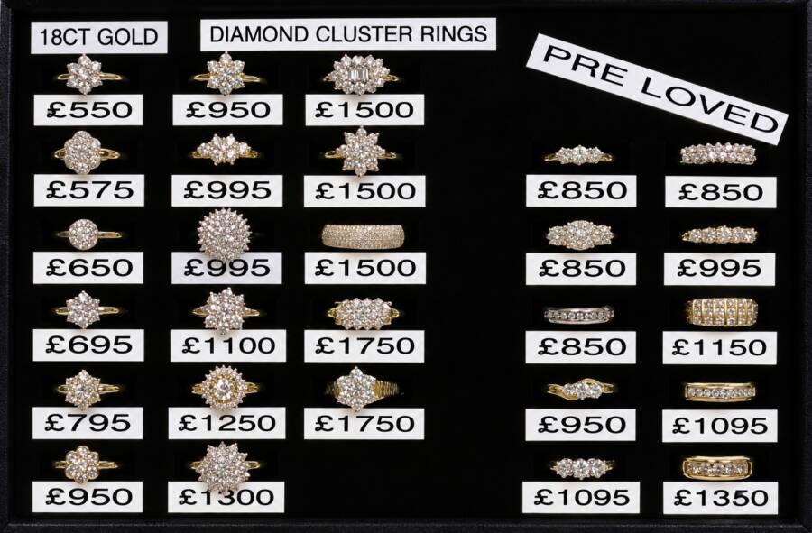 A Selection of PRE-LOVED Diamond Cluster Rings in 18ct Yellow Gold
