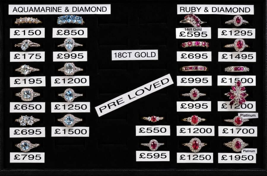 A Selection of PRE-LOVED Aquamarine and Diamond, Ruby and Diamond Rings in 14ct, 18ct Gold and Platinum