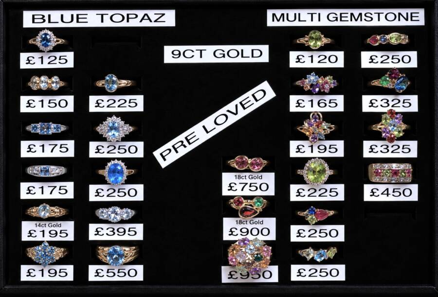 A Selection of PRE-LOVED Blue Topaz and Multi Gemstone Rings in 9ct, 14ct and 18ct Gold