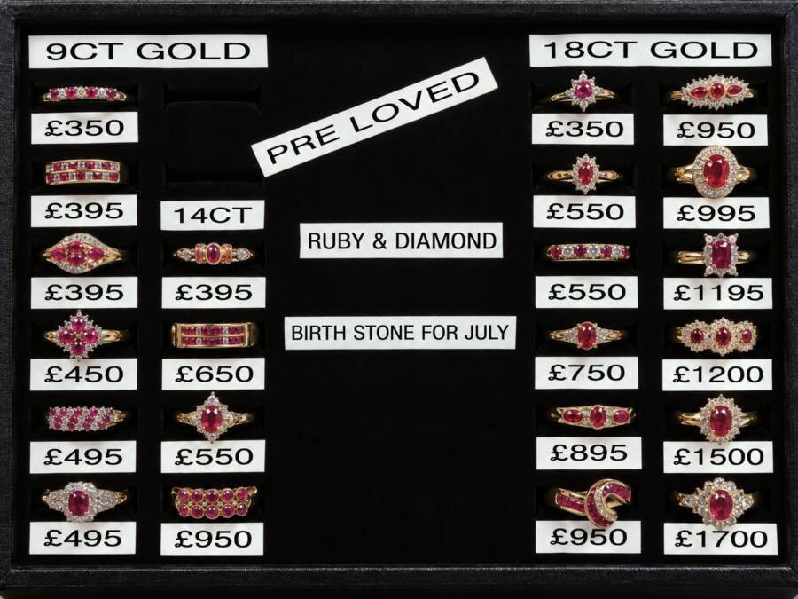 A Selection of PRE-LOVED RUBY and DIAMOND Rings in 9ct, 14ct and 18ct Gold