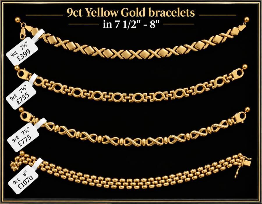 PRELOVED 9CT YELLOW GOLD FANCY BRACELETS – BEAUTIFUL GOLD, BETTER VALUE! - Image 1