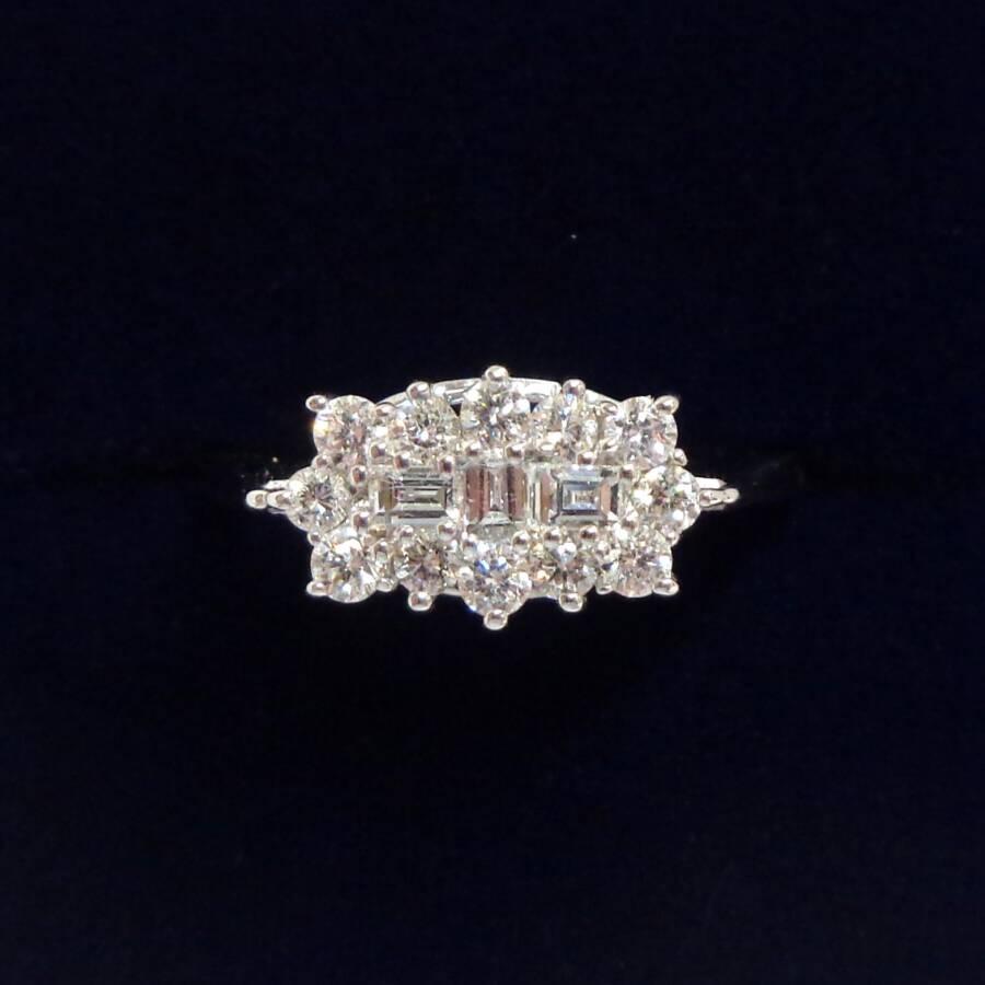 0.49ct Diamond Boat Cluster Ring in 9ct White Gold - Size K 1/2 (A1726)