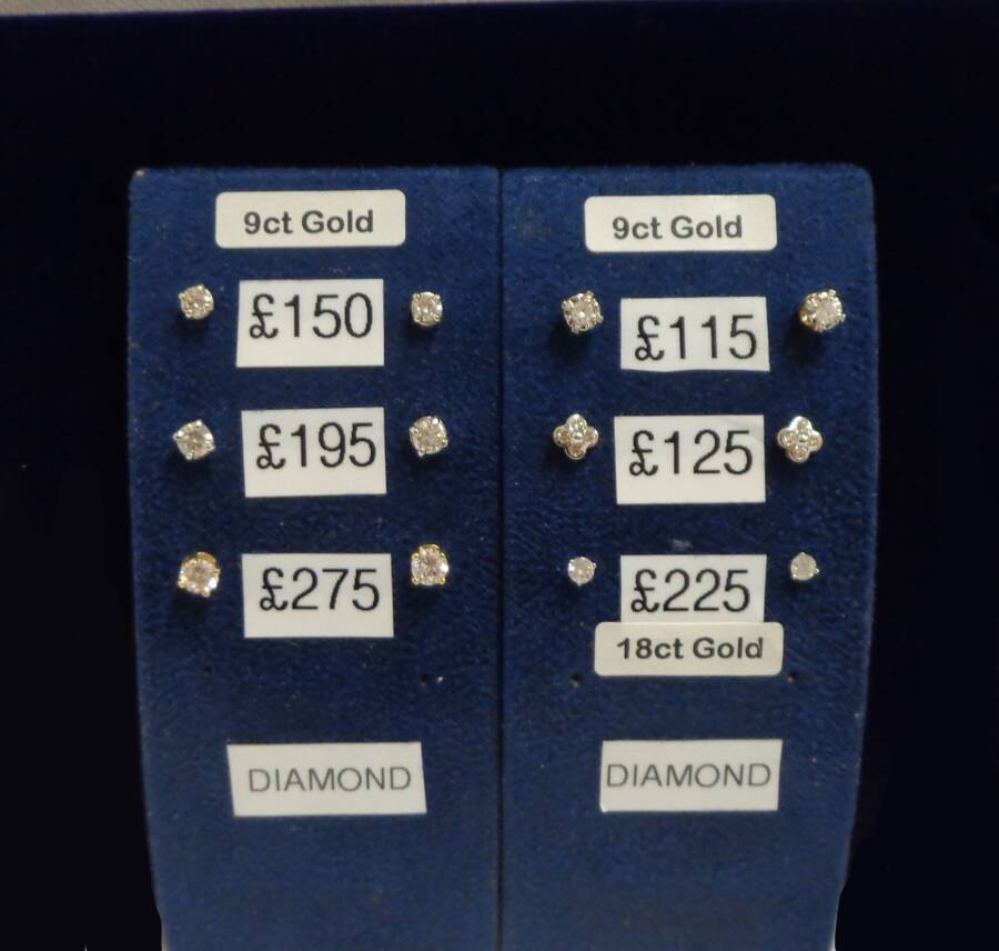 A Selection of PRE-LOVED DIAMOND Stud Earrings – All in 9ct and 18ct Yellow Gold