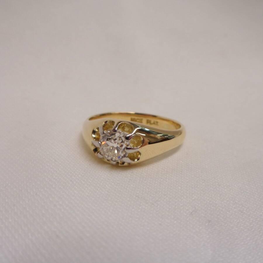 Antique Gents 0.80ct Diamond Ring in 18ct Yellow Gold - Size O 1/2 (A1615) - Image 4