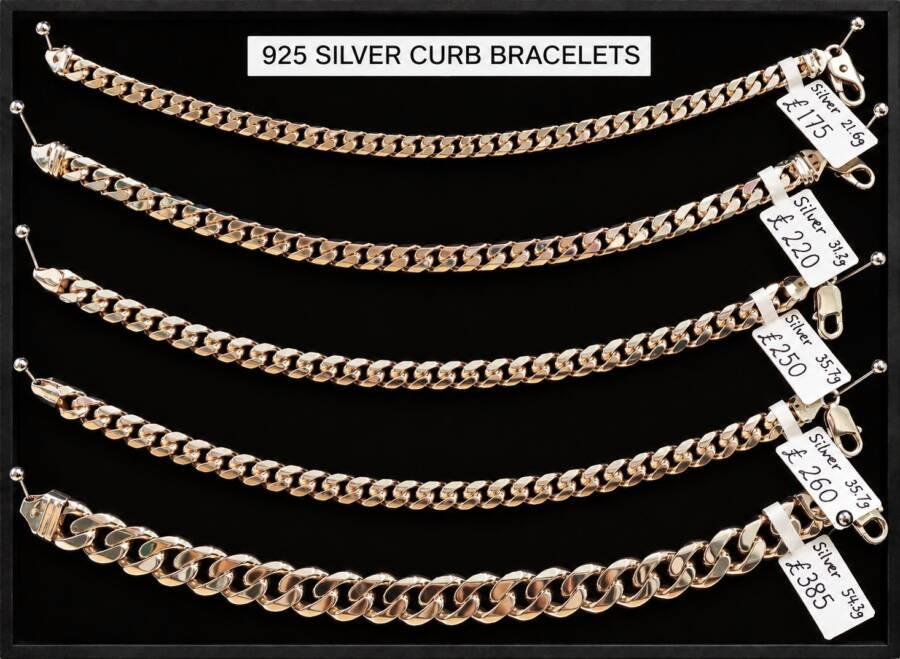EXPLORE OUR RANGE OF NEW SOLID GENTS 925 SILVER CURB BRACELETS