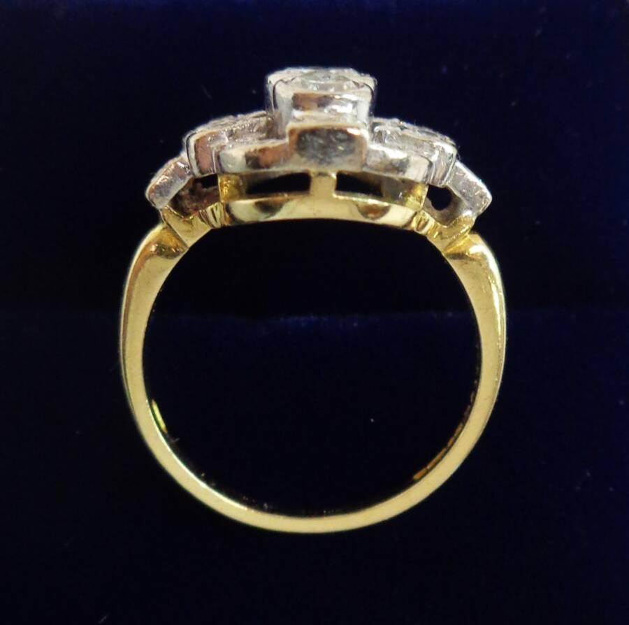 Vintage C.1995 1.00ct Diamond Art-Deco Style Ring in 18ct Yellow Gold - Size M 1/2 (A1752) - Image 3