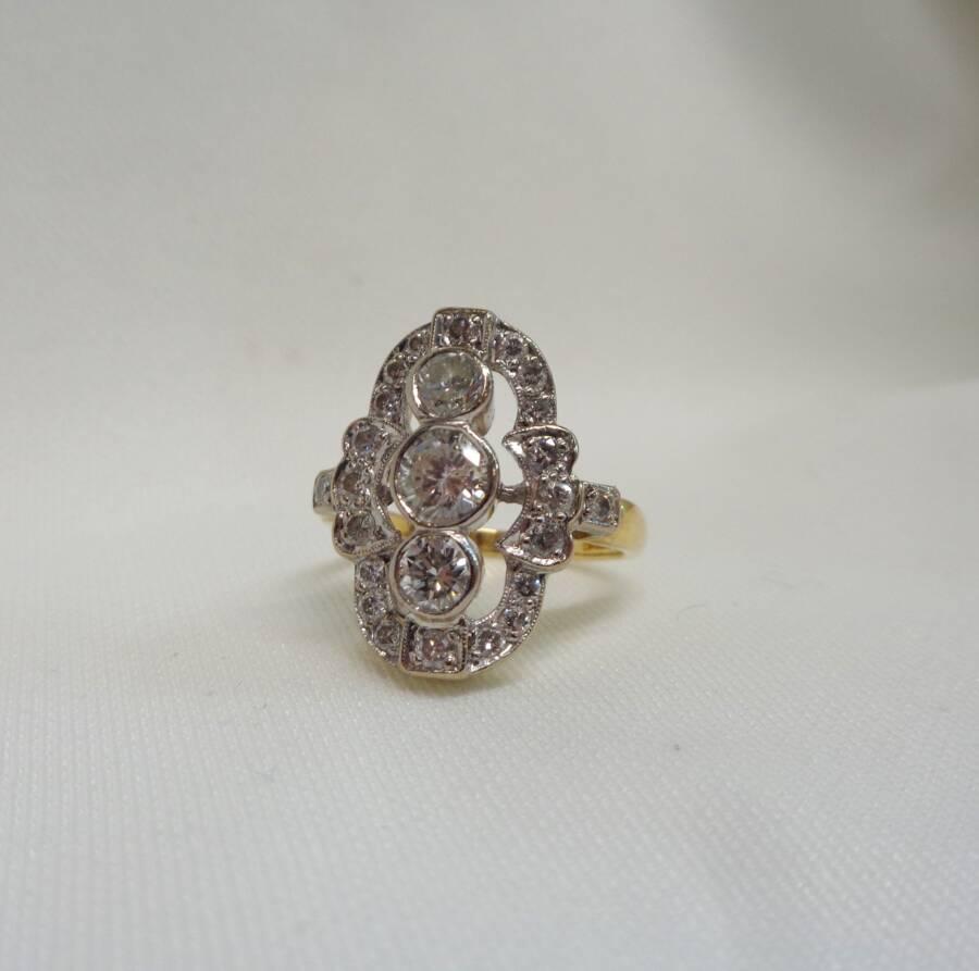 Vintage C.1995 1.00ct Diamond Art-Deco Style Ring in 18ct Yellow Gold - Size M 1/2 (A1752) - Image 4